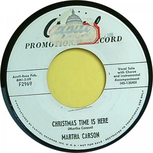 MARTHA CARSON Christmas Time is Here (Capitol F2969) USA 1954 45 (Xmas)